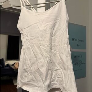 Lululemon white strappy yoga top with built in bra and pads